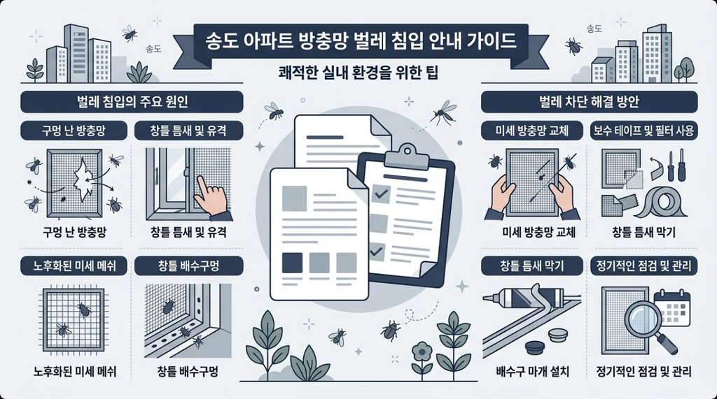 송도 방충망 벌레 유입