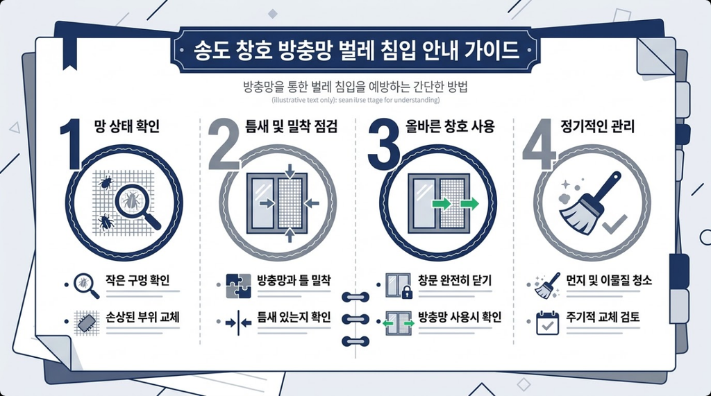송도 방충망 벌레 유입