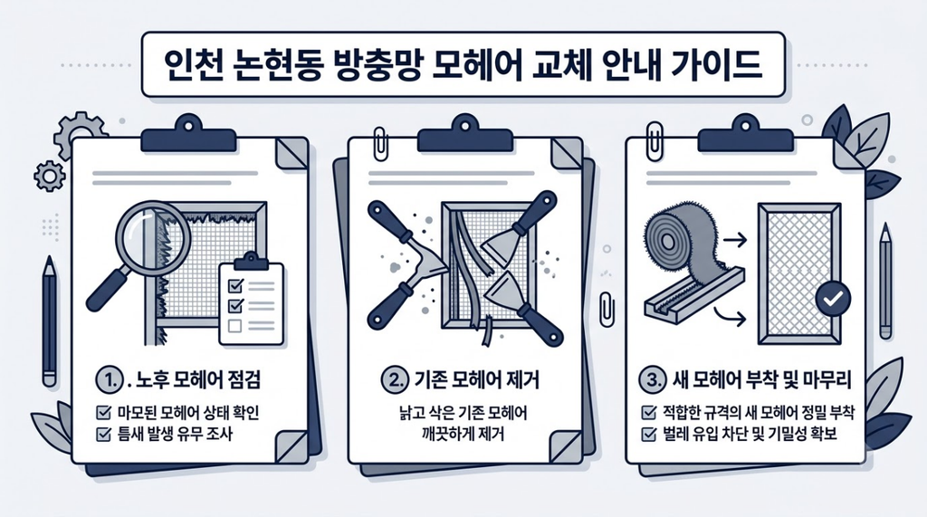 인천 논현동 방충망 모헤어 교체